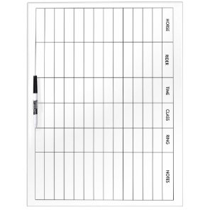 Equestrian Horse Show Organizer Template Dry Erase Board