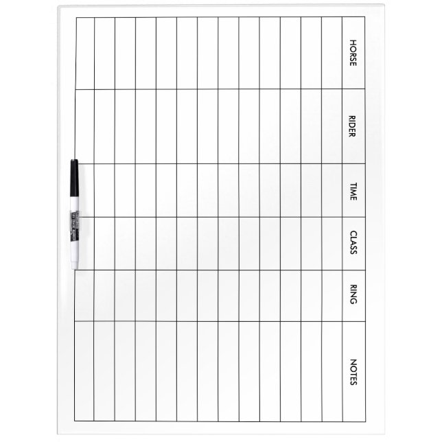Equestrian Horse Show Organizer Template Dry Erase Board (Front)