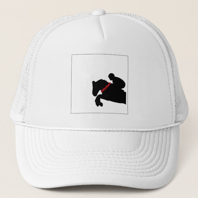 Equestrian Horse Show Rider Jumper Red Roses Trucker Hat (Front)
