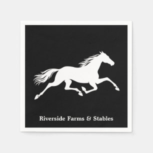 Equestrian Horse Stable Name Black Napkins