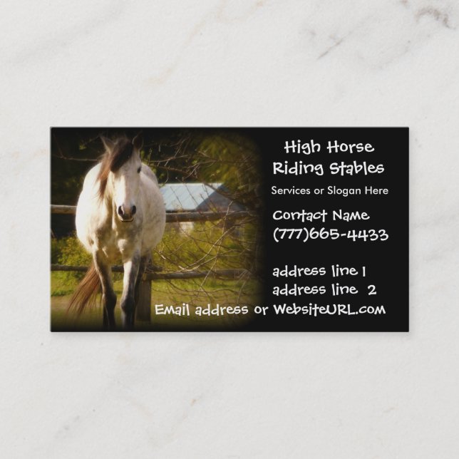 Equestrian Horse Stables or Boarding Business Card (Front)