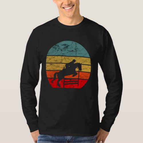 Equestrian Horse Vintage Retro Sunset Show Jumping T_Shirt