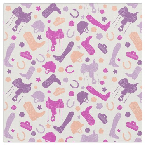 Equestrian Horseback Riding Themed Patterned Fabric