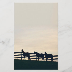 Equestrian Horses at the Pasture Fence Stationery