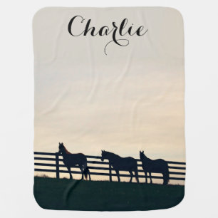 Equestrian Horses at the Pasture Fence Stroller Blanket