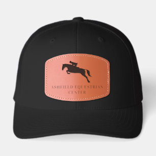 Equestrian Hunter Jumper Horse Custom Barn Name Leather Patch Hat