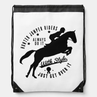 Equestrian Hunter Jumper Horse String Backpack Bag