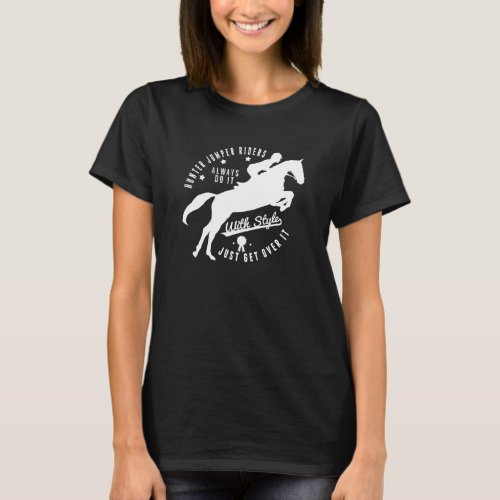 Equestrian Hunter Jumper Horse Tee Shirt Black
