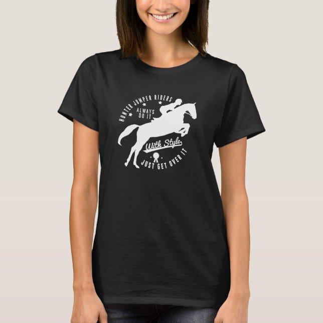Equestrian Hunter Jumper Horse Tee Shirt Black (Front)