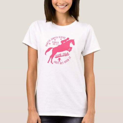 Equestrian Hunter Jumper Horse Tee Shirt Pink Logo
