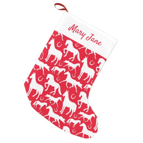 Equestrian Jockey and Horse Lover Patterned Small Christmas Stocking