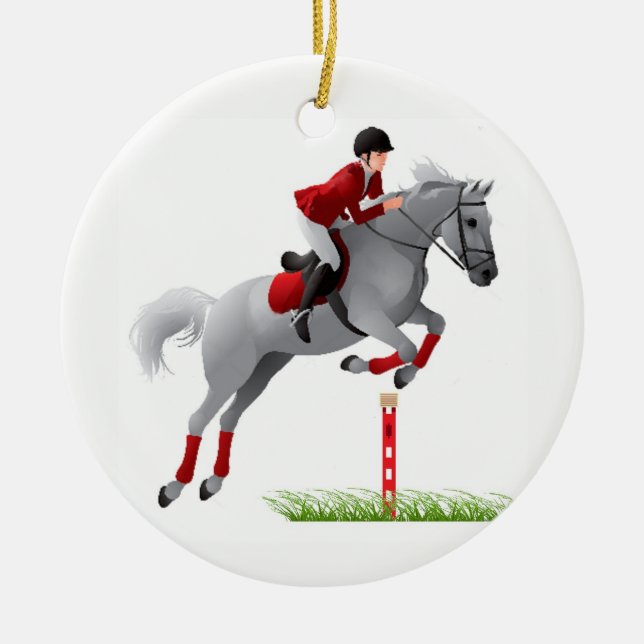Equestrian Jumper Ceramic Ornament (Front)
