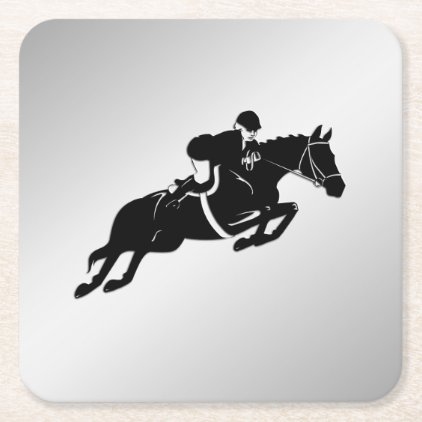 Equestrian Jumper Square Paper Coaster