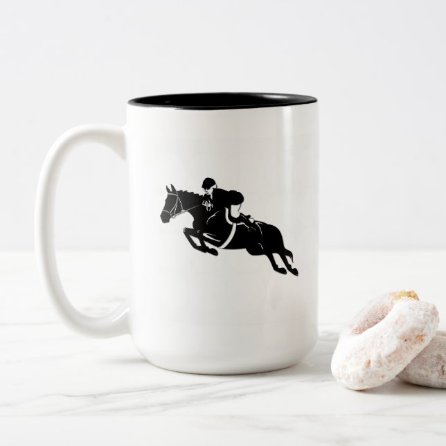 Equestrian Jumper Two-Tone Coffee Mug (With Donut)