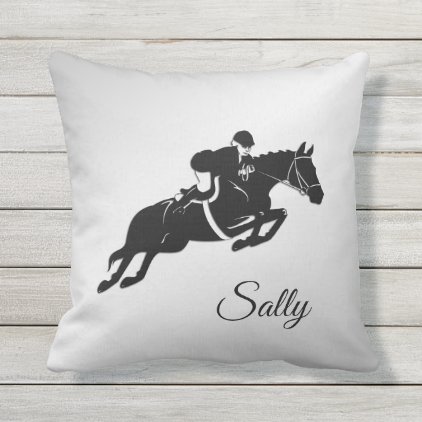 Equestrian Jumper with Name Outdoor Pillow