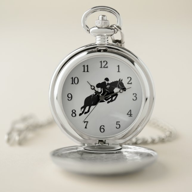 Equestrian Jumper with Numbers Pocket Watch (Inside)