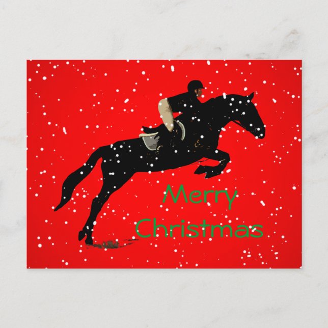 Equestrian Jumpin Great Christmas Holiday Postcard (Front)