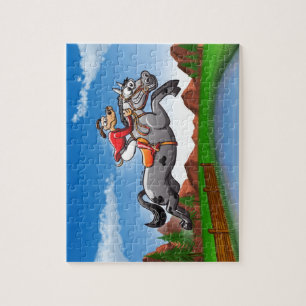 Equestrian Jumping Dog Jigsaw Puzzle