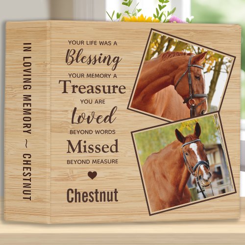 Equestrian Keepsake Horse Memorial Photo Album 3 Ring Binder