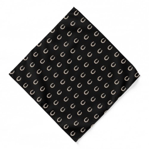 Equestrian Lucky Horse Shoe Cowboy Black Bandana