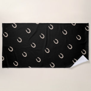 Equestrian Lucky Horse Shoe Pattern Beach Towel