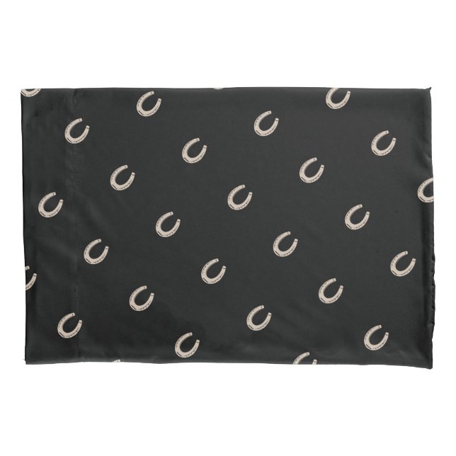 Equestrian Lucky Horse Shoe Pattern Pillow Case (Front)