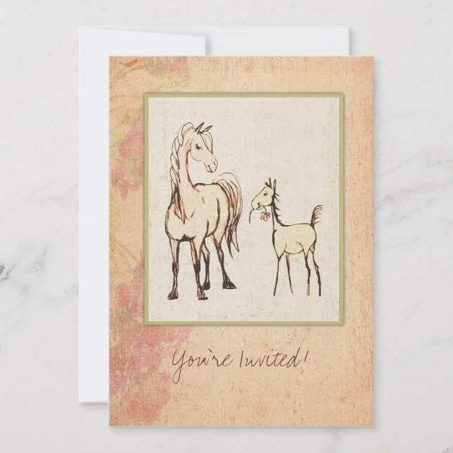 Equestrian Mare and Foal Baby Shower Invitation (Front)