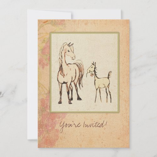 Equestrian Mare and Foal Baby Shower Invitation