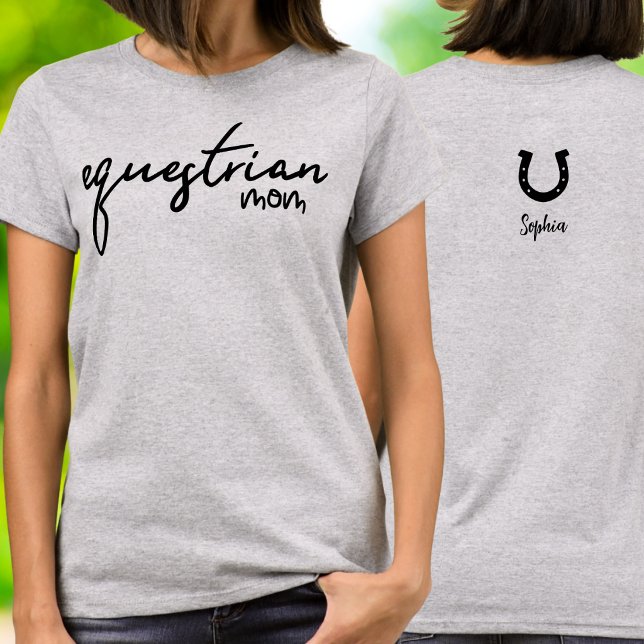 Equestrian Mom Cursive Script Typography T-Shirt (Creator Uploaded)