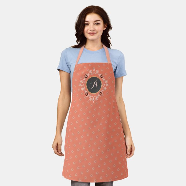 Equestrian Monogram Lucky Horse Shoe Apron (Worn)