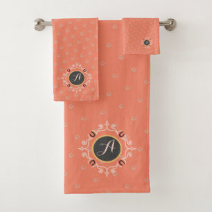 Equestrian Monogram Lucky Horse Shoe Bath Towel Set