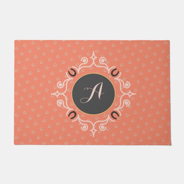 Equestrian Monogram Lucky Horse Shoe Doormat (Front)
