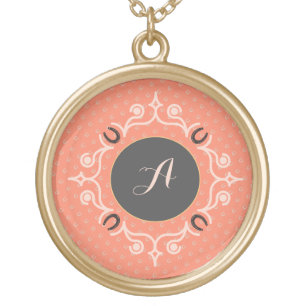 Equestrian Monogram Lucky Horse Shoe Gold Plated Necklace