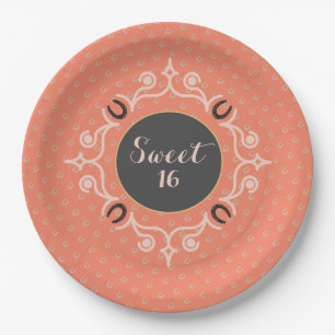Equestrian Monogram Lucky Horse Shoe Paper Plates