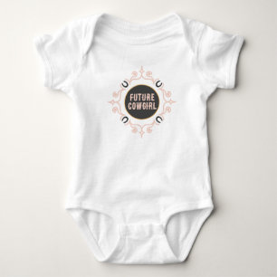Equestrian Monogram Lucky Horseshoe Pattern Baby Bodysuit