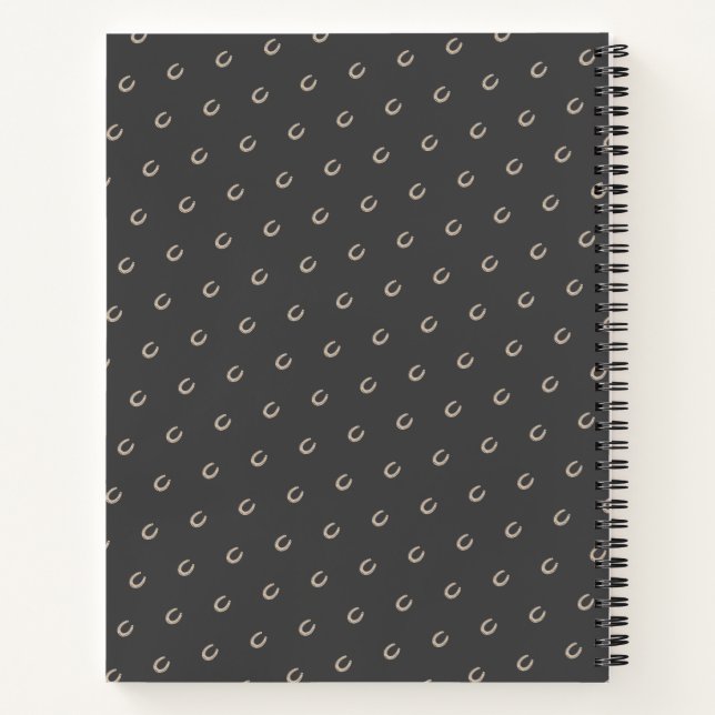 Equestrian Monogram Lucky Horseshoe Pattern Notebook (Back)