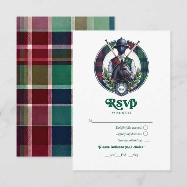 Equestrian Monogram Polo Crest Baby Shower RSVP Card (Front/Back)