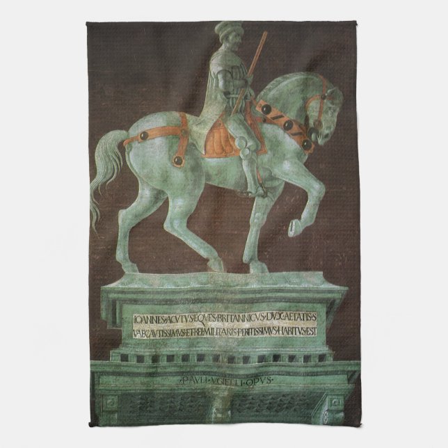Equestrian Monument to Sir John Hawkwood, Uccello Kitchen Towel (Vertical)