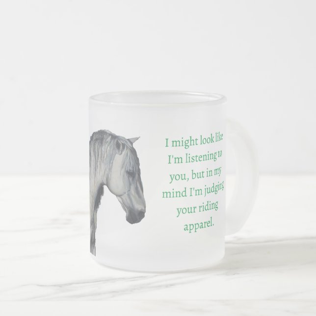 Equestrian Mug with White Horse for Horse Lover (Front Right)