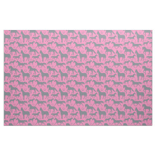 Equestrian Pink Grey Horse Pattern Fabric