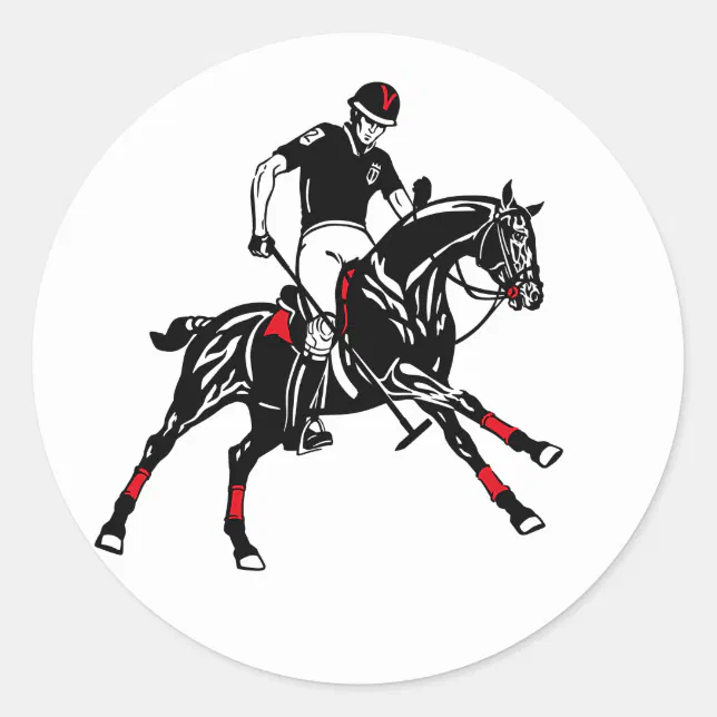 equestrian polo club keychain classic round sticker | Zazzle