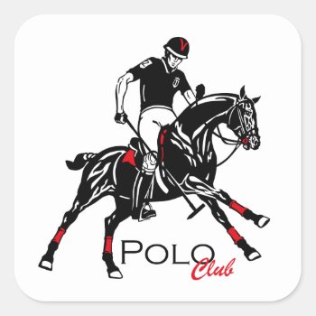 Equestrian Polo Club Keychain Square Sticker by insimalife at Zazzle