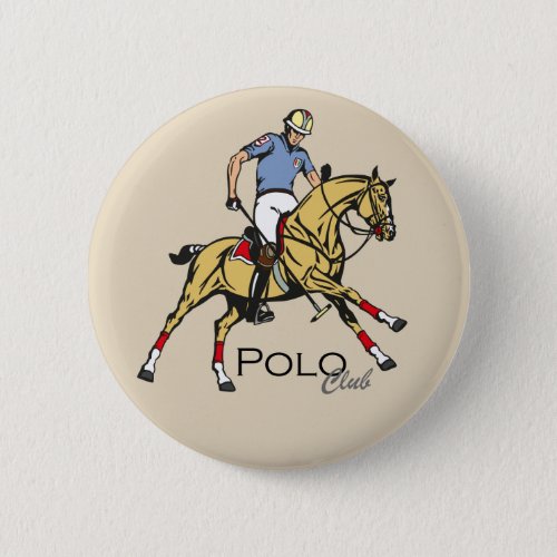 equestrian polo club pinback button