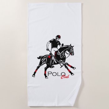 Equestrian Polo Sport Club Beach Towel by insimalife at Zazzle