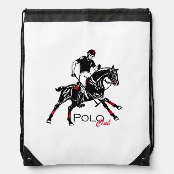 Equestrian Polo Sport Club Drawstring Bag by insimalife at Zazzle