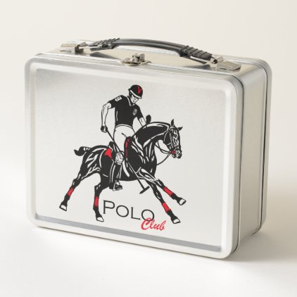 equestrian polo sport club metal lunch box