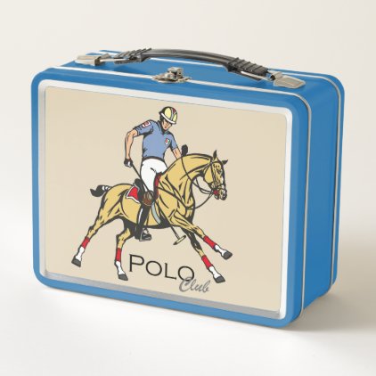 equestrian polo sport club metal lunch box