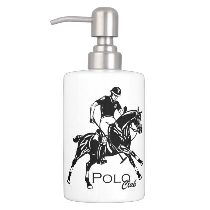 equestrian polo sport club soap dispenser &amp; toothbrush holder