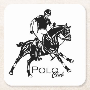 Equestrian Polo Sport Club Square Paper Coaster by insimalife at Zazzle
