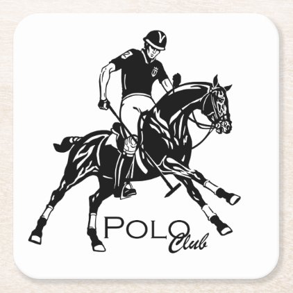 equestrian polo sport club square paper coaster